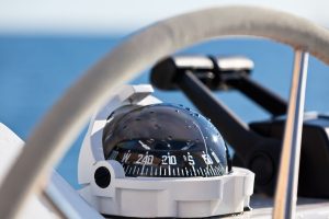 close up of a ship compass